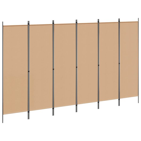 vidaXL Paravent à 6 panneaux Beige 300 x 180 cm Tissu