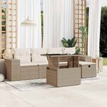 vidaXL Salon de jardin avec coussins 6 Pièces beige résine tressée