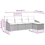 vidaXL Ensemble de canapé de jardin 5 Pièces Gris clair 233 x 117 x 85 cm