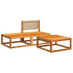 vidaXL Ensemble de canapés de jardin 3 pièces avec coussins en bois d'acacia et rotin