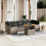 vidaXL Salon de jardin 8 Pièces avec coussins gris résine tressée