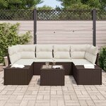 vidaXL Ensemble de canapé de jardin 8 Pièces Marron et Crème polyrotin