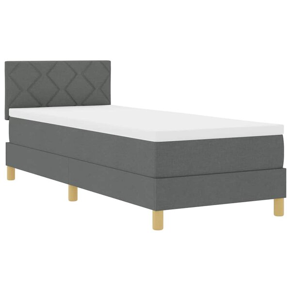 vidaXL Lit à ressorts avec matelas Gris foncé 80 x 200 cm tissu