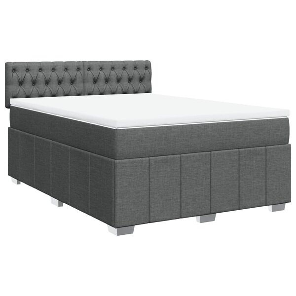 vidaXL Sommier à lattes de lit avec matelas Gris foncé 160x200cm Tissu