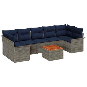 vidaXL Ensemble de canapé de jardin avec coussin 8 Pièces Gris polyrotin
