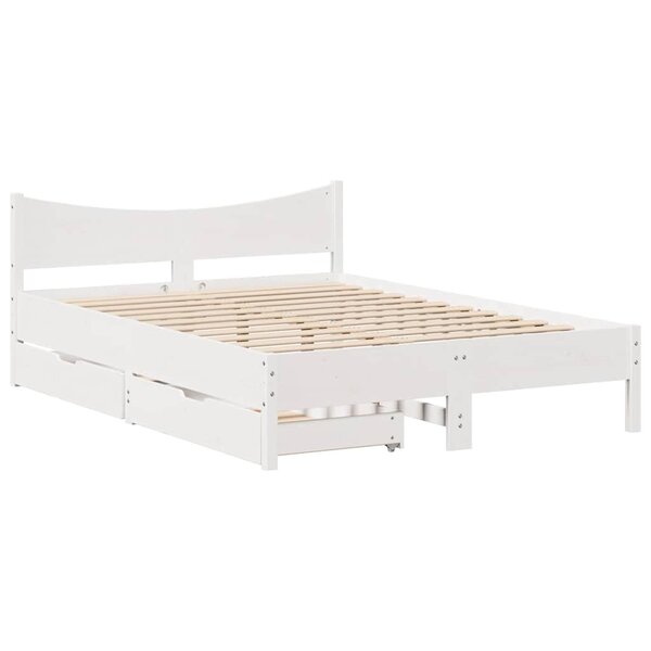 vidaXL Cadre de lit avec tiroirs blanc 120x200 cm bois de pin massif