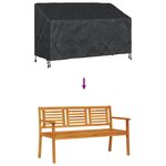 vidaXL Housse de banc de jardin Noir 165 x 70 x 65 / 94 cm Tissu 600D