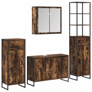 vidaXL Ensemble de mobilier de salle de bain avec tiroir Chêne fumé
