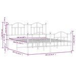vidaXL Cadre de lit métal sans matelas et pied de lit blanc 160x200 cm