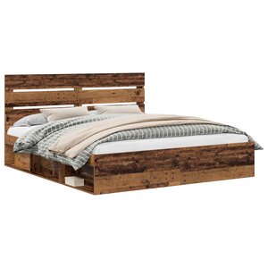 vidaXL Cadre de lit Bois ancien 200 x 200 cm Pin massif