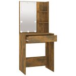 vidaXL Coiffeuse avec LED Chêne fumé 60x40x140 cm