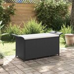 vidaXL Banc de jardin avec coussin noir 116x46x57 cm résine tressée