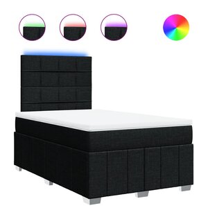 vidaXL Sommier à lattes de lit avec matelas noir 120x190 cm tissu