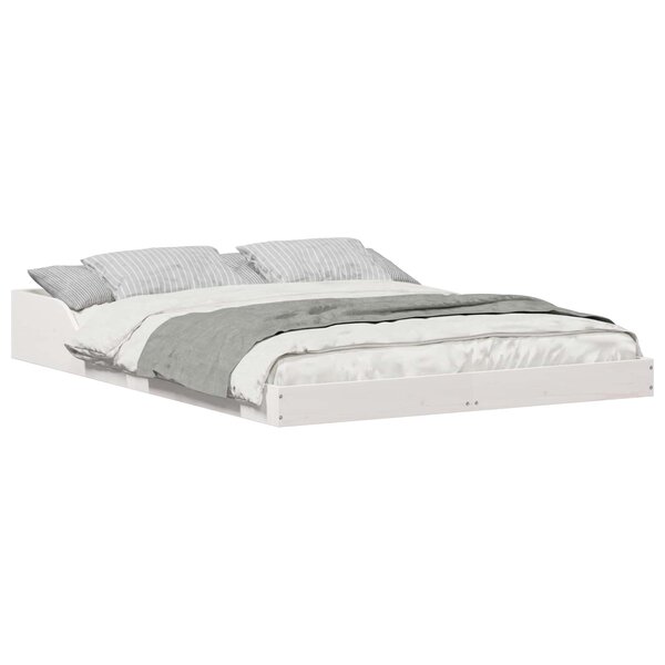 vidaXL Cadre de lit Blanc 135 x 190 cm Pin massif
