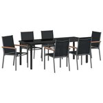 vidaXL Ensemble de salle à manger pour jardin 7 Pièces Noir