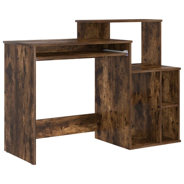 vidaXL Bureau avec rangement Chêne fumé 120.5x44x88.5 cm Bois composite