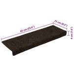 vidaXL Tapis d'escalier 15 Pièces Tissu aiguilleté 65x21x4cm Marron foncé