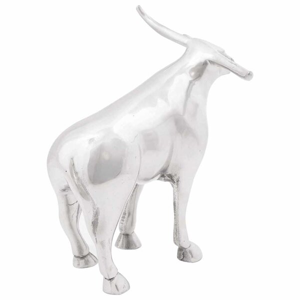 vidaXL Sculpture de taureau Argent 20 x 17 x 23 cm Aluminium