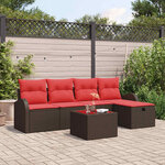 vidaXL Ensemble de canapé de jardin 6 Pièces Marron polyrotin