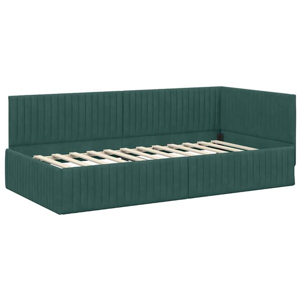 vidaXL Cadre de lit d'angle Vert foncé 100 x 200 cm Velours