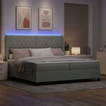 vidaXL Lit à Ressorts avec Matelas LED Gris clair 200 x 200 cm Velours