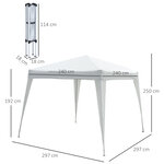 Tonnelle barnum de jardin pop-up pliant 2 4L x 2 4l x 2 5H m acier polyester imperméabilisé anti UV avec sac de transport blanc