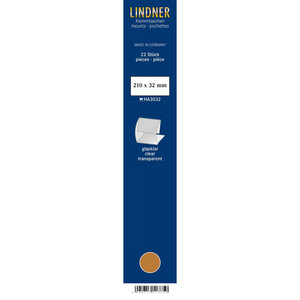 Bandes Klemmfix double soudure 210 x 32 mm pour timbres-poste. Fond - Transparent