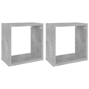 vidaXL Étagères cube murales 2 Pièces Gris béton 26x15x26 cm