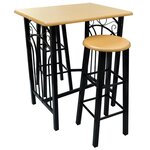 vidaXL Table et tabouret de bar 3 Pièces Bois et acier
