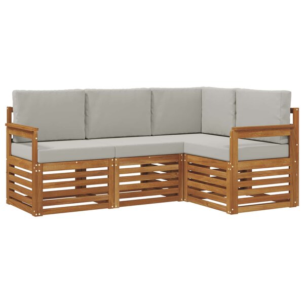 vidaXL Ensemble de canapés d'extérieur 4 pc Gris Naturel et Clair