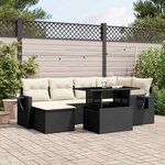 vidaXL Salon de jardin 7 Pièces avec coussins noir résine tressée