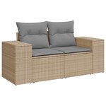 vidaXL Salon de jardin avec coussins 9 Pièces beige résine tressée acacia