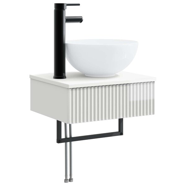 vidaXL Basin de lavage mural Blanc brillant 40 x 35 x 39 cm