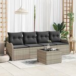 vidaXL Ensemble de canapé de jardin 5 Pièces Gris Clair  Gris Foncé