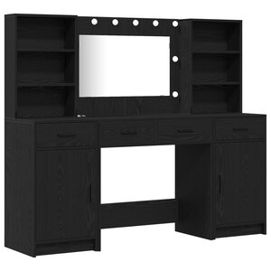 Ensemble de coiffeuse 3 pièces vidaXL en bois d'ingénierie noir