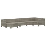 vidaXL Salon de jardin 7 Pièces avec coussins Gris Résine tressée