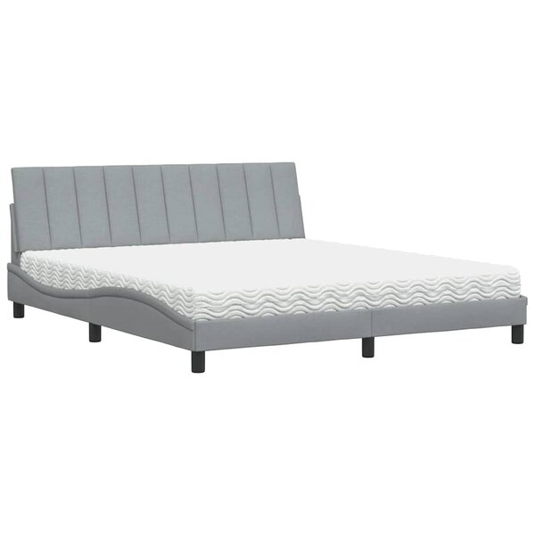 vidaXL Lit avec matelas gris clair 180x200 cm tissu