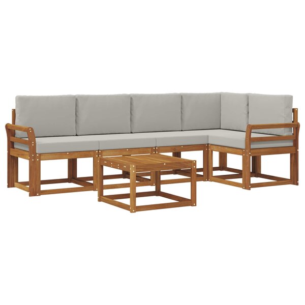 vidaXL Ensemble de canapés d'extérieur 6 pc Gris Naturel et Clair