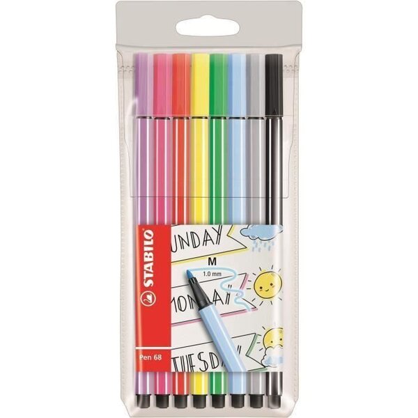 STABILO Pochette de 8 feutres Pen 68 - Encre a base d'eau - Coloris assortis (Lot de 3)