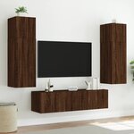 vidaXL Meubles TV muraux lumières LED 2 Pièces chêne marron 60x35x41 cm