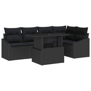 vidaXL Ensemble de canapé de jardin avec coussin Réglable 6 Pièces Noir