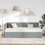 vidaXL Cadre de lit d'angle avec matelas 2 pc Gris clair 90 x 200 cm