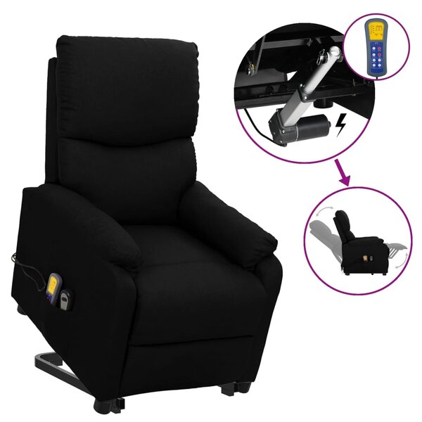 vidaXL Fauteuil de massage Noir Tissu