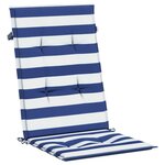 vidaXL Coussins de chaise à dossier haut lot de 6 rayures bleu/blanc
