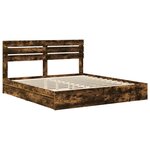 vidaXL Lit de Rangement Chêne fumé 180 x 200 cm Bois d'ingénierie