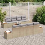 vidaXL Ensemble de canapé de jardin 9 Pièces Beige Poly rotin