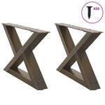 vidaXL Pieds de table basse 2 pièces Acier naturel 60 x (30-31 3) cm Acier