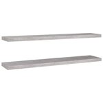 vidaXL Étagères murales flottantes 2 Pièces gris béton 120x23 5x3 8cm MDF