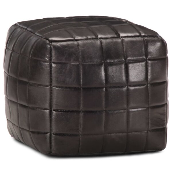 vidaXL Pouf 40 x 40 x 40 cm Noir Cuir véritable de chèvre