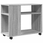 vidaXL Table d'appoint avec roues sonoma gris bois d'ingénierie